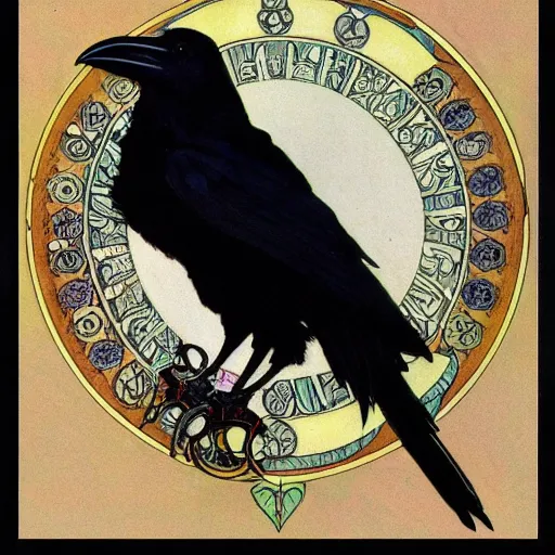 Image similar to raven by mucha