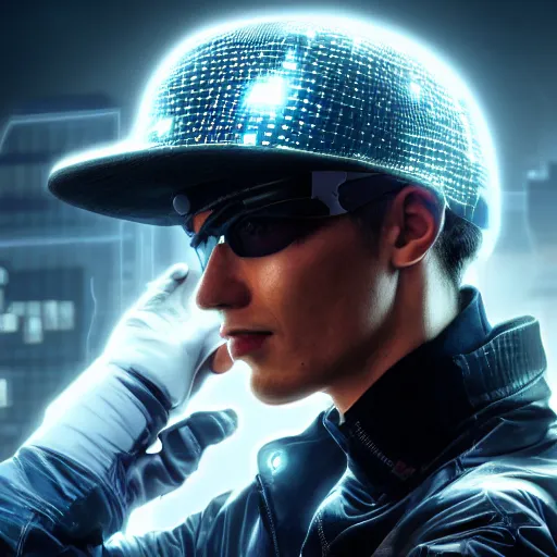 Image similar to a hat from the future, cyberpunk, highly detailed, epic lighting, hyper photorealism, 8 k