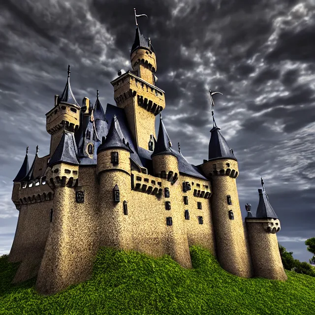 Image similar to castle, highly detailed, 4 k, hdr, smooth, sharp focus, high resolution, award - winning photo, photorealistic