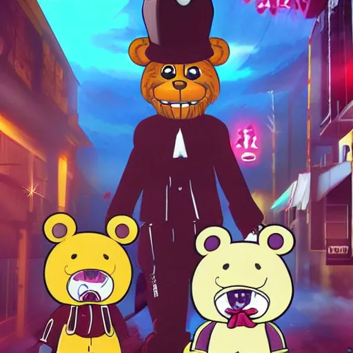 Prompt: Anime Freddy Fazbear Poster