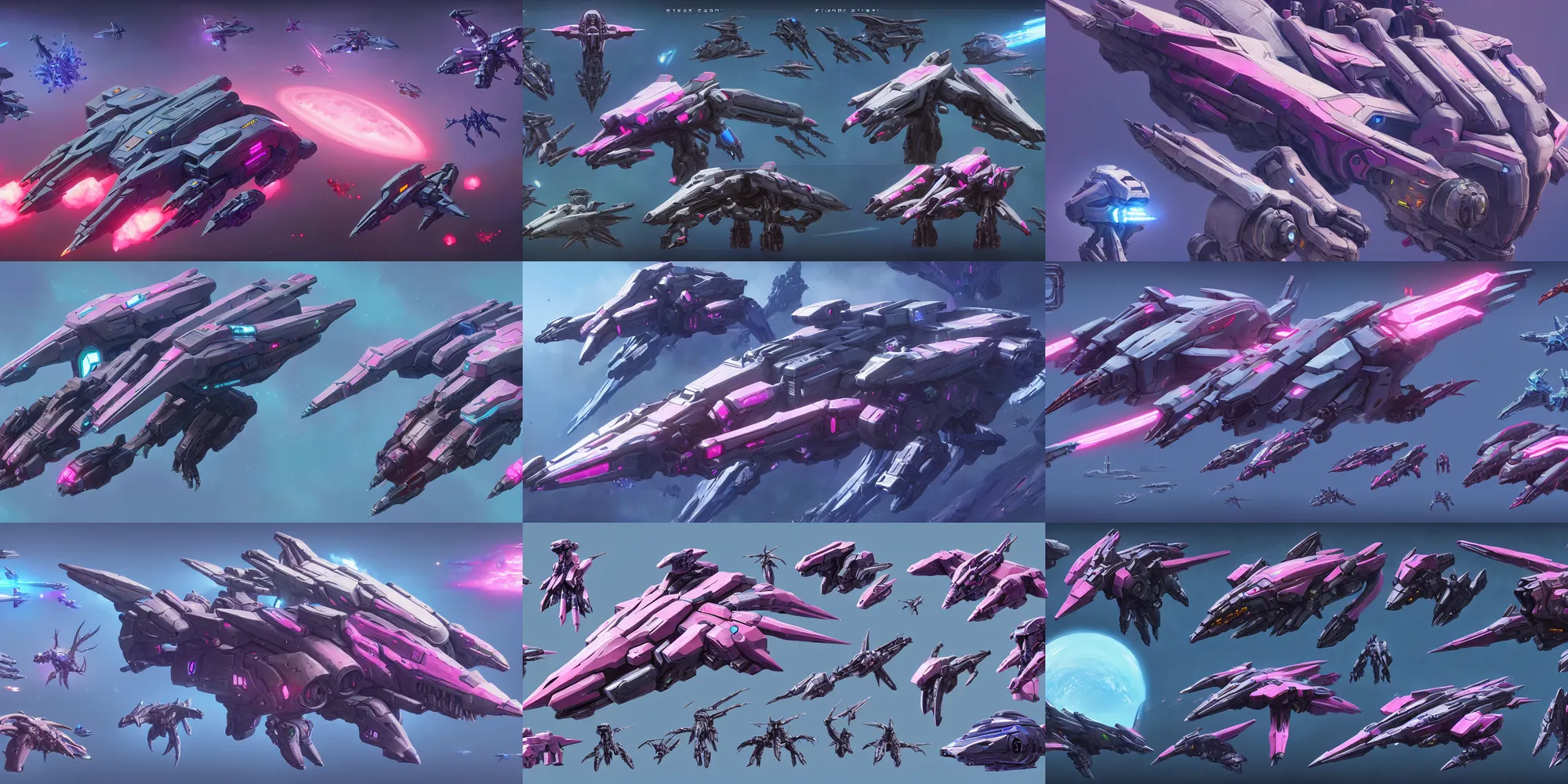 Prompt: game asset of star citizen starship and vehicles, mech, infused with zerg hydralisk, in gouache detailed paintings, props, stylized, 2 d sprites, kitbash, arcane, overwatch, blue and pink color scheme, 8 k, close up