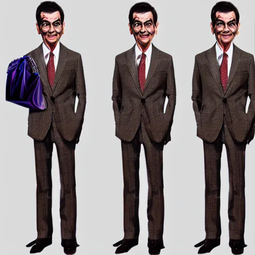 Prompt: Mr bean fashion, gucci catwalk, oil painting, digital art, ultradetailed, artstation