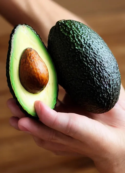 Image similar to photo avocado in a beautiful hand at home photo by phone