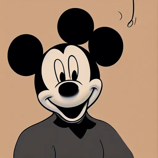 Image similar to mickey mouse the human, digital art