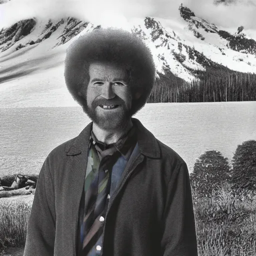 Prompt: bob ross in the nature by bob ross