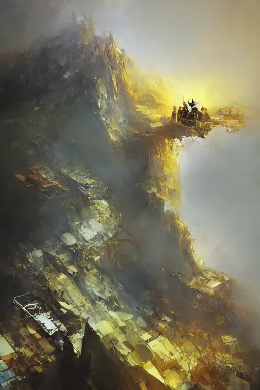 Prompt: the words of the faithful are the mountains. but the deeds of the faithful are the world., by ryohei hase, by john berkey, by jakub rozalski, by john martin