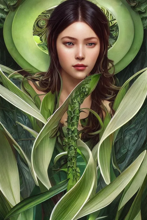 Prompt: ultra realistic illustration, cinema 4 d art, banana plants drawing, jade background, elegant, highly detailed, digital painting, concept art, intricate, swirl, smooth, sharp focus, illustration, art by artgerm and greg rutkowski and alphonse mucha