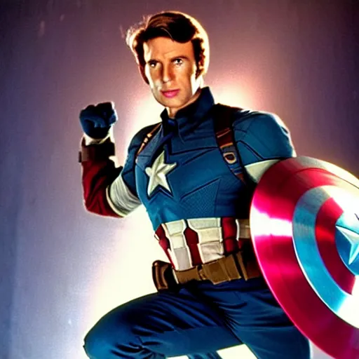 Image similar to film still of captain america in doctor who ( 1 9 7 5 )