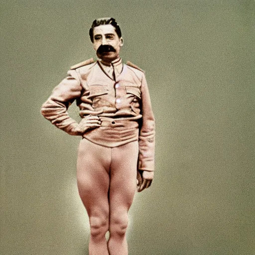 Prompt: portrait of Stalin as a ballet dancer, light pink, amateur photography