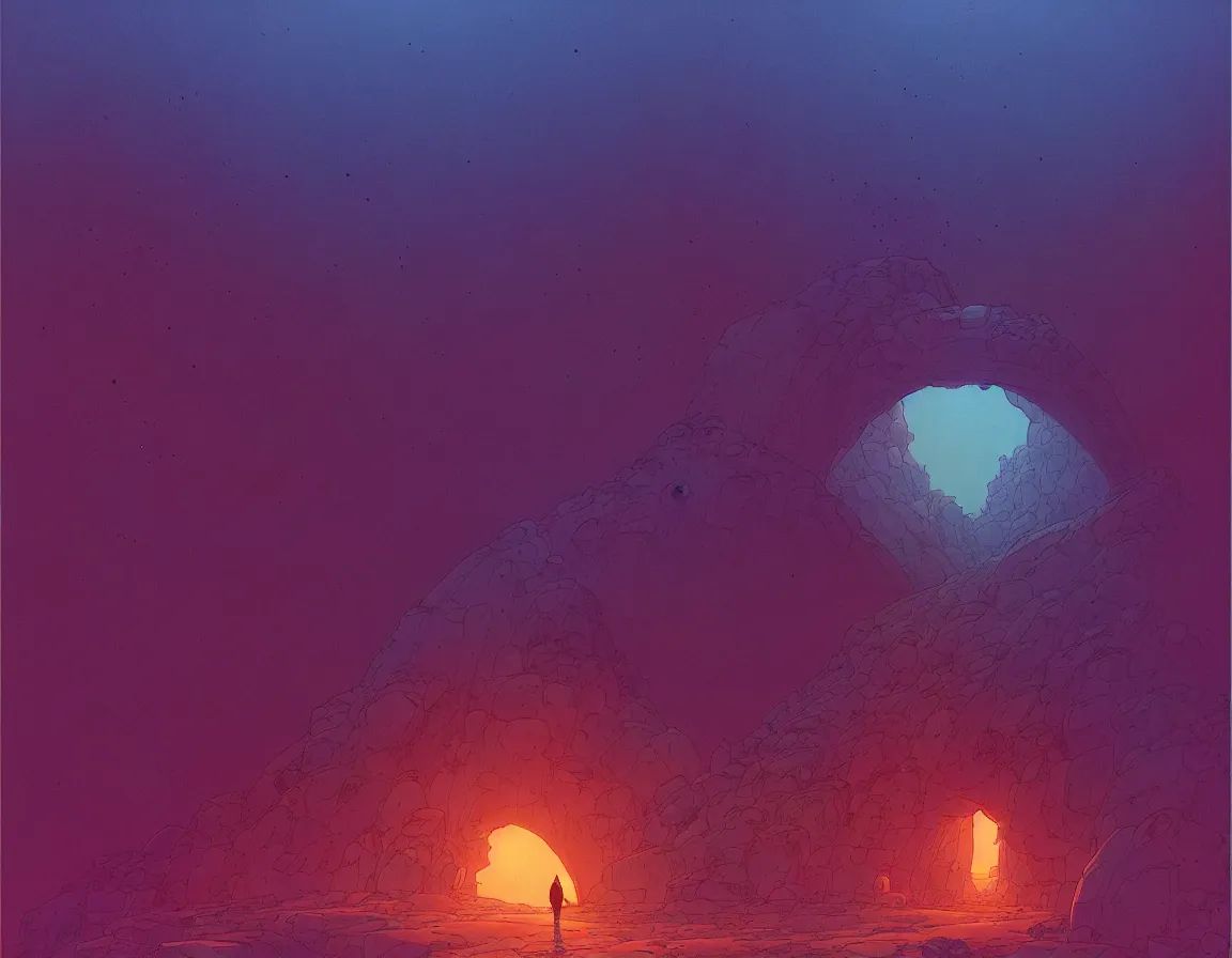 Prompt: a portal to nowhere in style of john harris and kilian eng by moebius, atmospheric, line art, cinematic, masterpiece