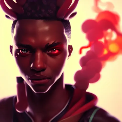 Image similar to Portrait of Ekko from league of legends, anger, mystery, fear, highly detailed, ominous vibe, smoke, octane render, cgsociety, artstation, trending on ArtStation, by Marie Magny