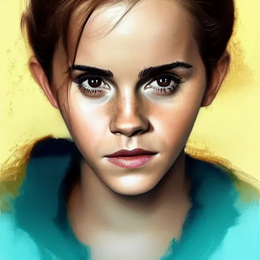 Prompt: Africa, beautiful portrait of a very funny actress Emma Watson whose face is shaped like a ginger red big monkey, face like monkey, Emma Watson actress blended monkey face, ape, powerful, dramatic lighting, intricate, wild, highly detailed, digital painting, cinematic, artstation, concept art, sharp edges and focus, illustration, art by artgerm and greg rutkowski and alphonse mucha