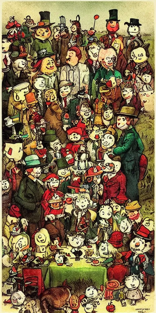 Image similar to a vintage thanksgiving scene by alexander jansson and where's waldo