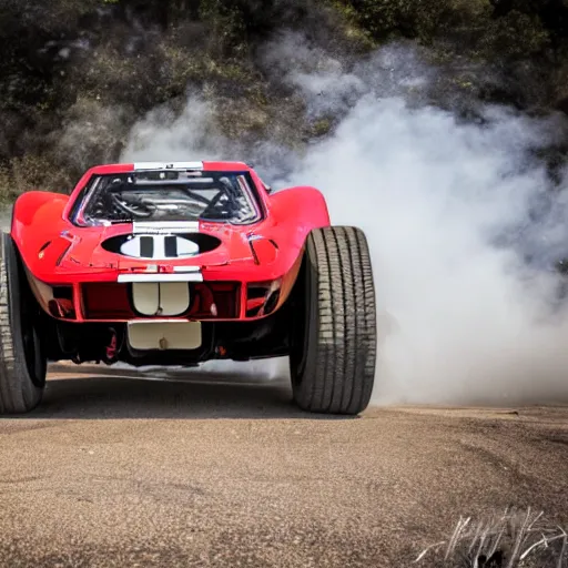 Prompt: a trophy truck mixed with a 1 9 6 6 ford gt 4 0, professional photography, wide angle