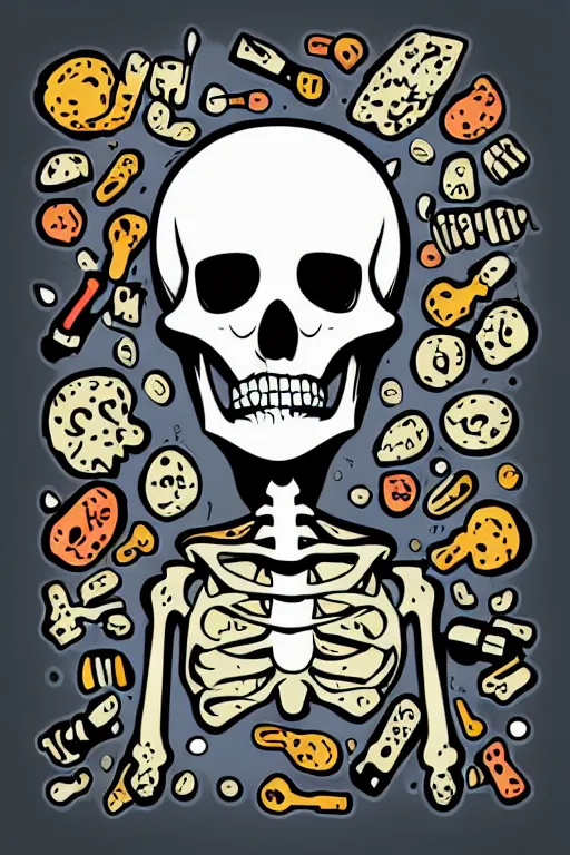 Image similar to Drug addict skeleton, sticker, andromorphic, colorful, illustration, highly detailed, simple, smooth and clean vector curves, no jagged lines, vector art, smooth