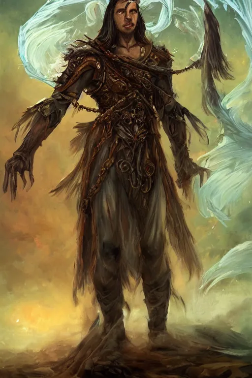 Image similar to a full body high detail fantasy portrait oil painting illustration of a necromancer by justin sweet with face and body clearly visible, flowing hair, high cheekbones, in a scenic background, pretty eyes, realistic proportions, d & d, rpg, forgotten realms, artstation trending, high quality, sombre mood, artstation trending, muted colours, entire person visible!