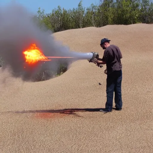 Image similar to firing a flamethrower on an anthill