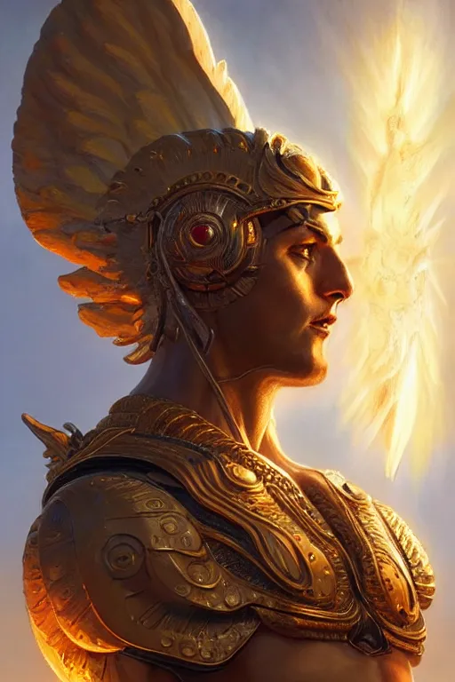 Image similar to apollo humanoid god of the sun, highly detailed, d & d, fantasy, highly detailed, digital painting, trending on artstation, concept art, sharp focus, illustration, art by artgerm and greg rutkowski and magali villeneuve