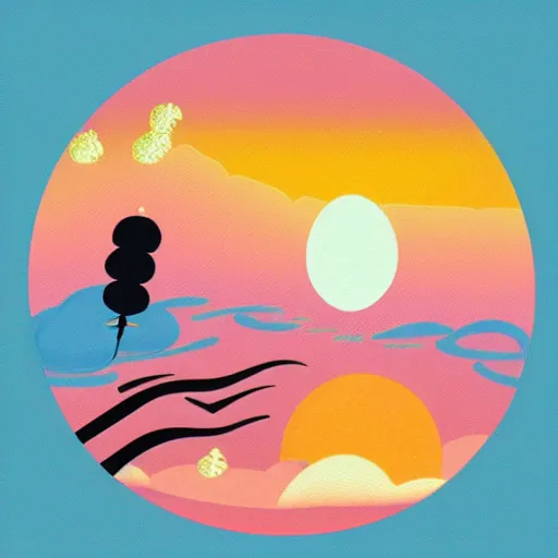 Prompt: peach sunrise by by Chiho Aoshima, vectorized