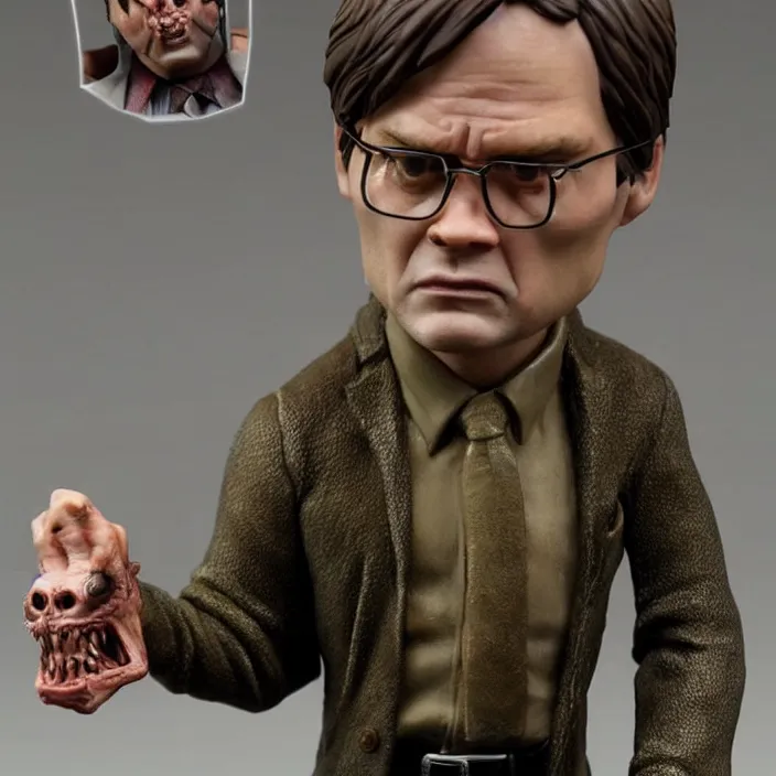 Image similar to Realistic abomination Dwight Schrute, imsorryjon, Dwight Schrute, figurine, detailed product photo