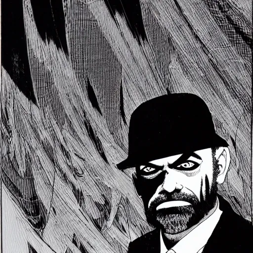 Image similar to Ben Bernanke looking sinister, by Tsutomu Nihei, highly detailed