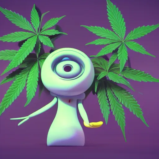 Image similar to portrait of a friendly cannabis character. octane kawaii 4 k render by eyvind earle, award winning political candidate australian