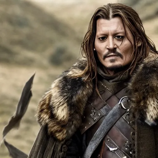 Prompt: Johnny Depp as Ned Stark