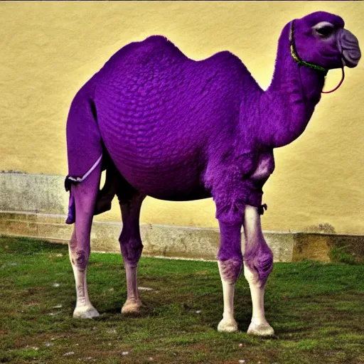 Prompt: a purple camel