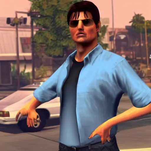 Image similar to tom cruise as a character in gta san andres