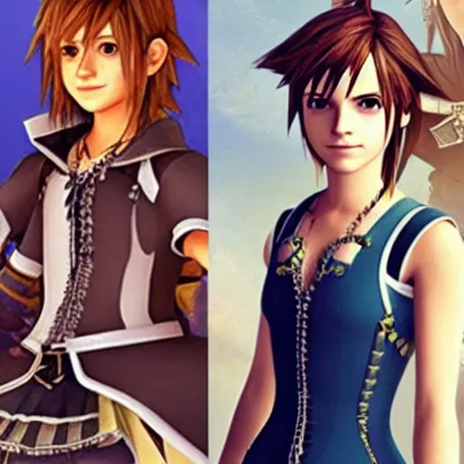 Image similar to Emma Watson as a character in Kingdom Hearts