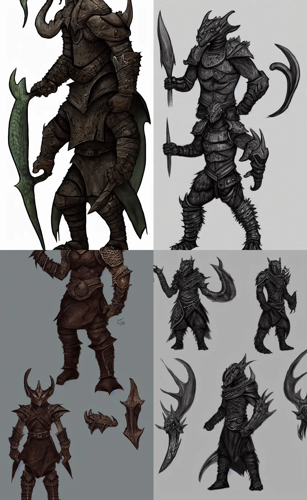 Prompt: dragonborn, character design, concept art