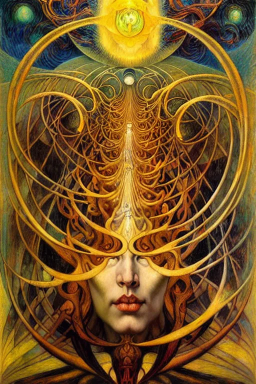 Image similar to Divine Chaos Engine by Karol Bak, Jean Delville, William Blake, and Vincent Van Gogh, symbolist