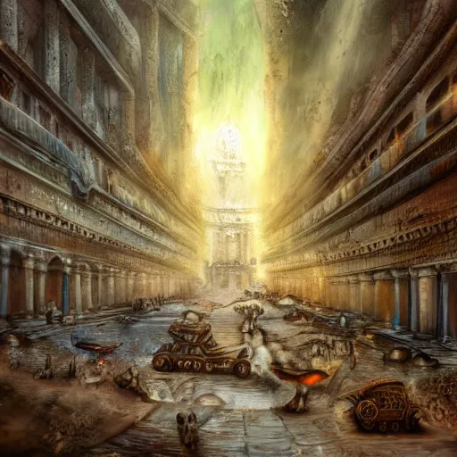 Image similar to Rome but underground,fantasy art