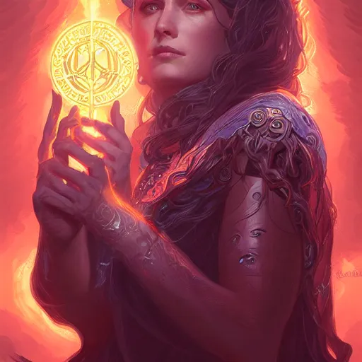 Image similar to Portrait of Hecate, goddess of magic, intricate, cinematic lighting, highly detailed, digital painting, artstation, concept art, smooth, sharp focus, illustration, art by Artgerm and Greg Rutkowski, Cgsociety