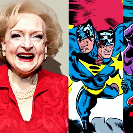 Image similar to betty white marvel superhero