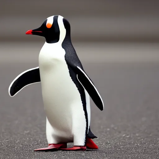 Prompt: a happy animated penguin waving hello