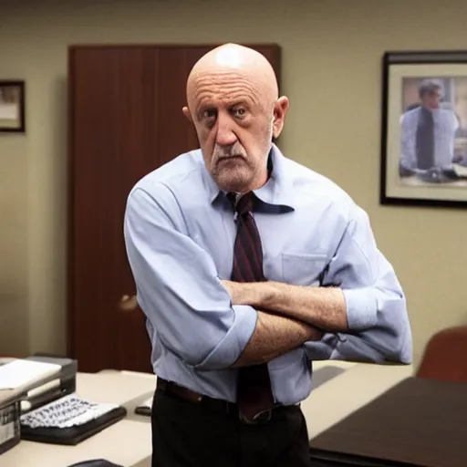 Image similar to Mike Ehrmantraut use leg shaker in Saul Goodman office