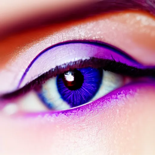 Image similar to close up photo of beautiful purple eye. 8k.