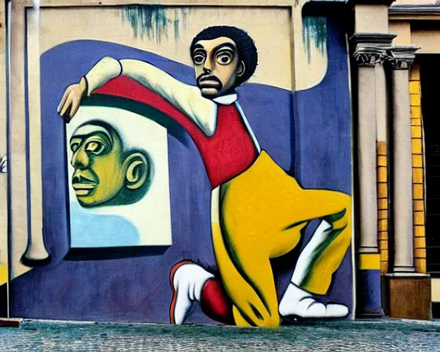 Prompt: gilberto gil street art by giorgio de chirico