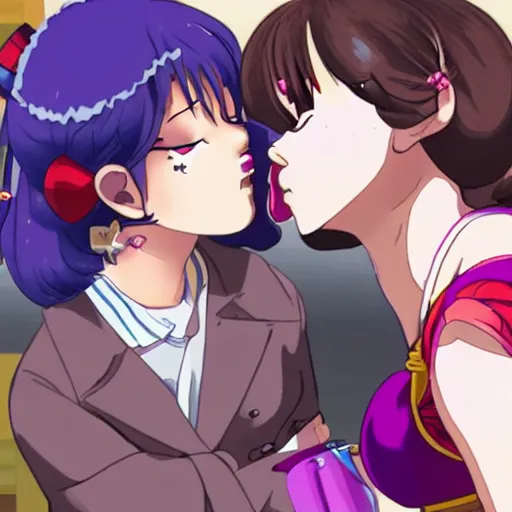 Image similar to athena asamiya and saori kido kissing date lesbian