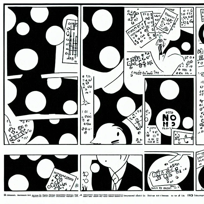 Prompt: a still frame from comic strip, a chemistry molecule model 1 9 5 0, herluf bidstrup, new yorker illustration, monochrome contrast bw, lineart, manga, tadanori yokoo, simplified,