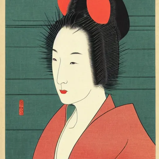 Prompt: ukiyo-e portrait of cate blanchett