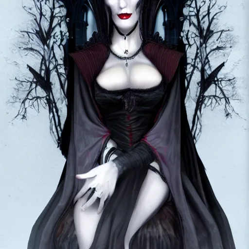 Vampire Girl Head over House Graphic by AnnArtshock · Creative Fabrica