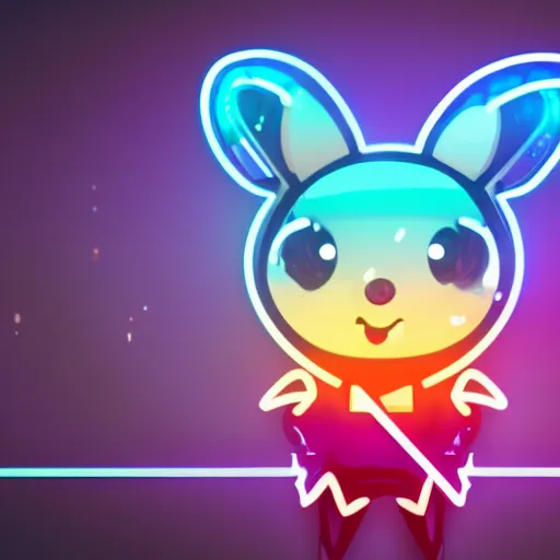 Prompt: hamster! holding rainbow! gem! crystal in a cyberpunk city, neon lights, light reflection, logo, 8 k, hd