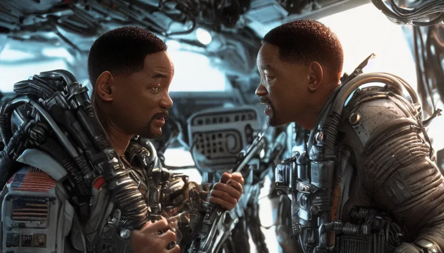 Prompt: film still of will smith in aliens by ridley scott, hyperdetailed, artstation, cgsociety, 8 k