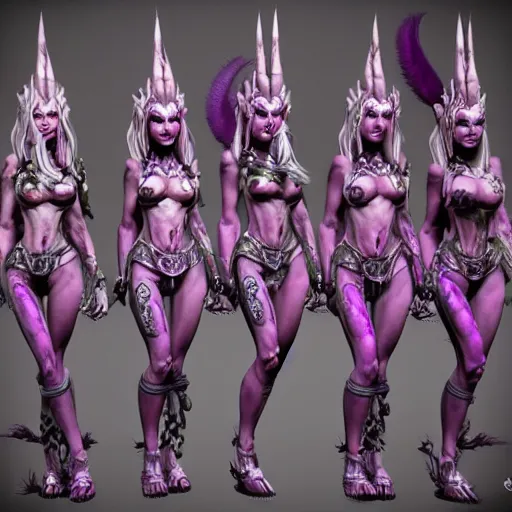 Prompt: Realistic Slaanesh daemonettes from Warhammer, Highly Detailed