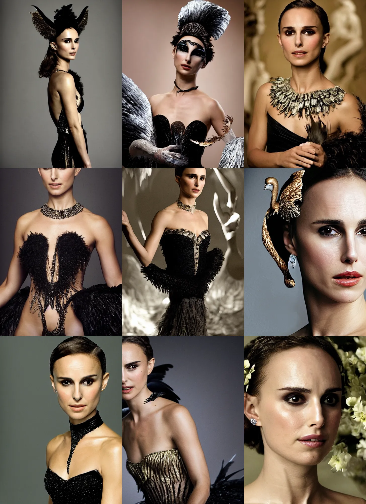 Prompt: nathalie portman as venus black swan,