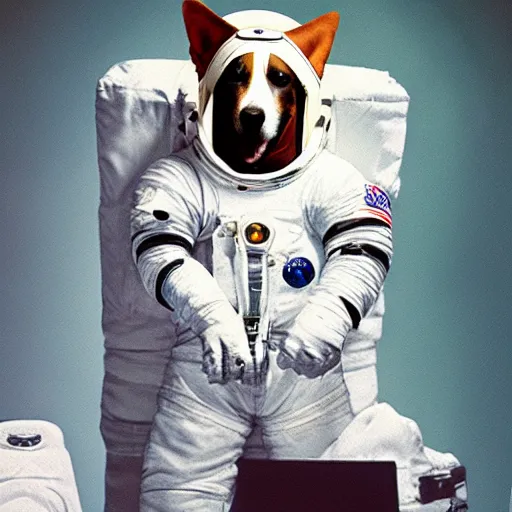 Prompt: an astronaut dog, portrait photograph