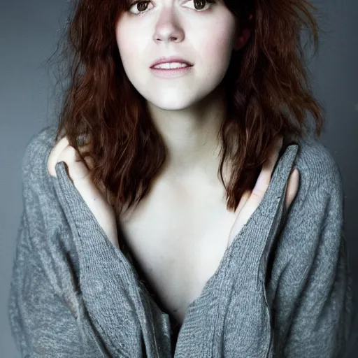 Prompt: a masterpiece portrait photo of a beautiful young woman who looks like a manic pixie dream girl mary elizabeth winstead, symmetrical face