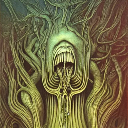 Image similar to zdzisław beksinski lovecraft hr giger